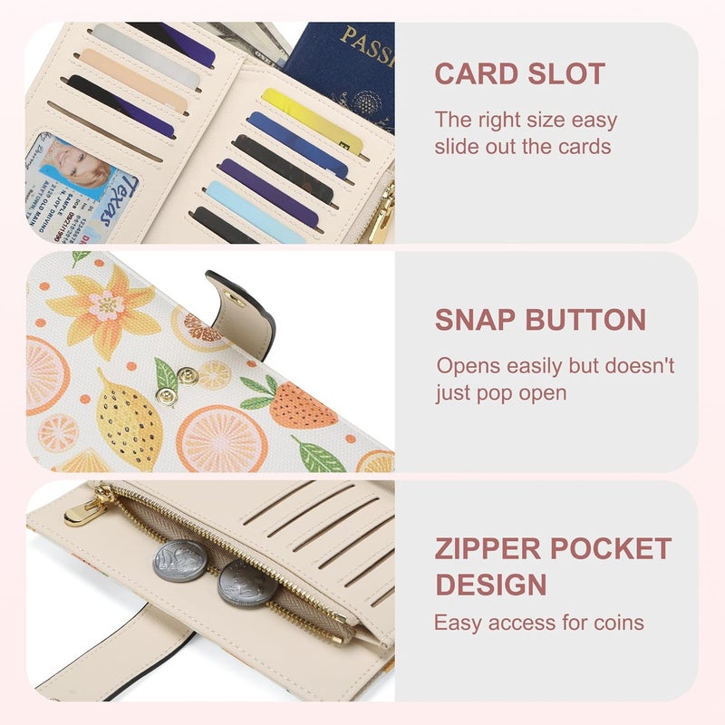 yiijay Womens Wallet RFID Blocking Vegan Leather Trifold Clutch Credit Card Holder Ladies Travel Wallet Purse with Pen Holder - Image 3